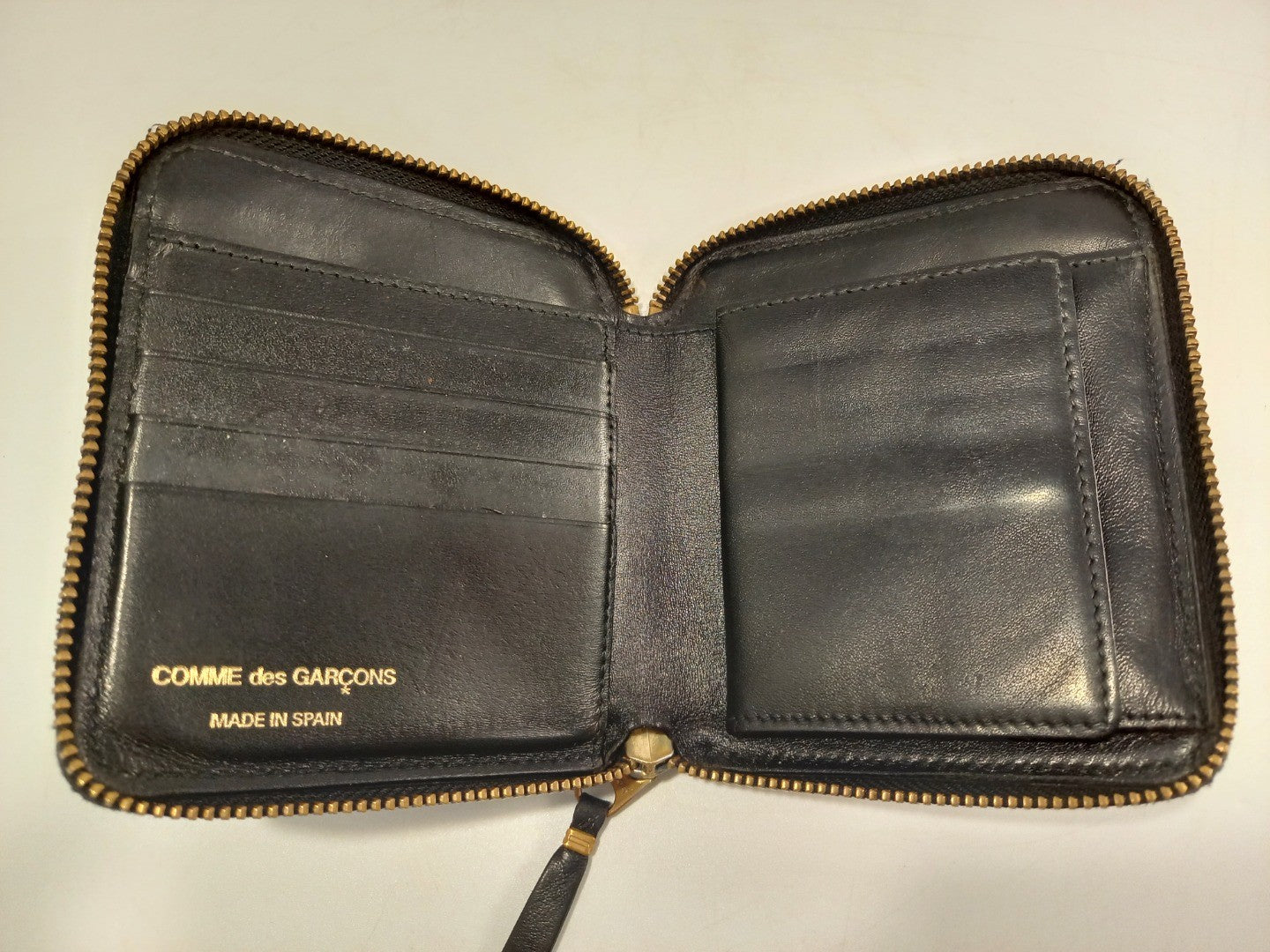 Comme Des Garcons Black Leather Vintage Zip Around Wallet / Purse