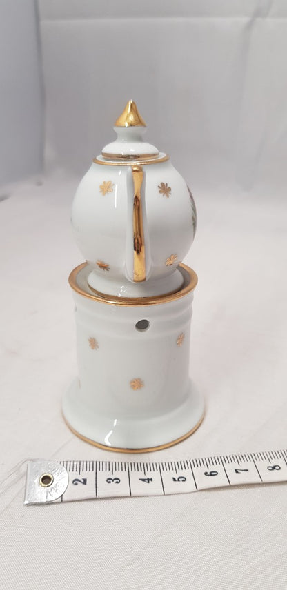 Limoges Porcelain Miniature Teapot with Base/Warmer  VGC