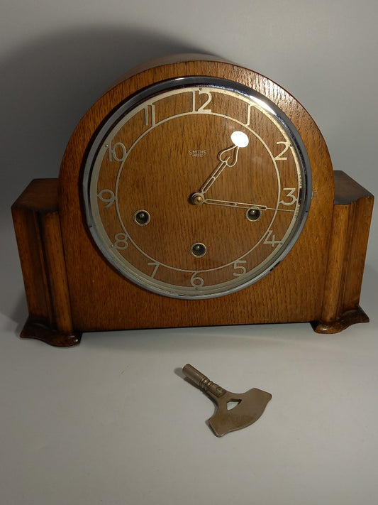Smiths Enfield Vintage Wind-up Mechanical Chime Mantel Clock & Key 1951- Repairs
