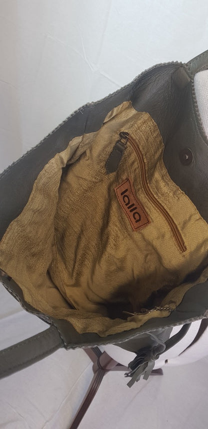 Lalla by Anthropologie Super Soft Khaki Leather Handbag - Excellent Condition