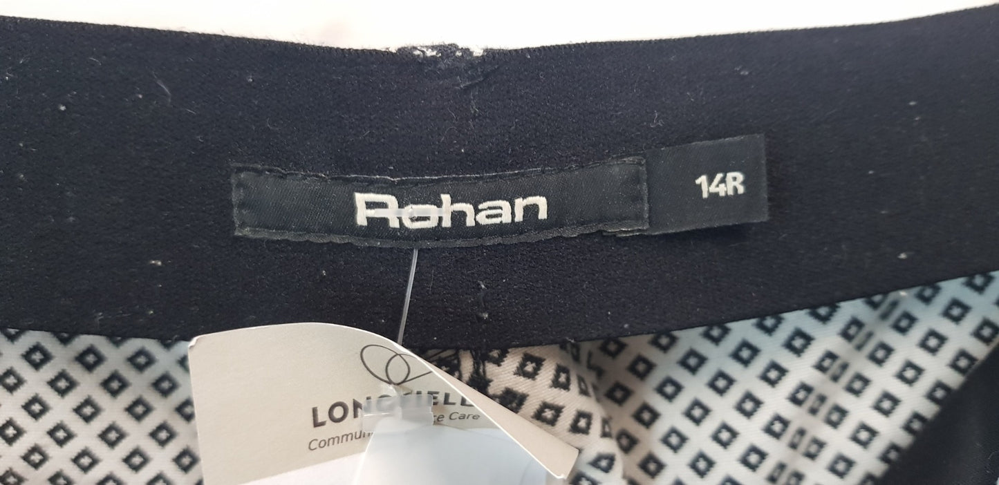 Rohan Ladies Black & White Walking Trousers Size 14R VGC